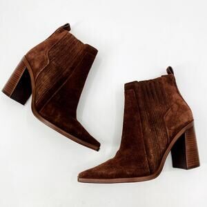 Vince Camuto Chocolate brown Suede Pointed toe Block Heel Booties